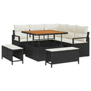 Havesofa Sæt 8 stk. Sort polyrattan