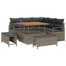 Havesofa Sæt med pude 8 pcs Grå polyrattan