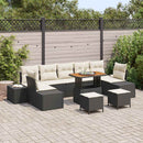 Havesofa Sæt 10 stk. Sort polyrattan