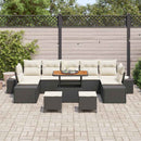 Havesofa Sæt 10 stk. Sort polyrattan