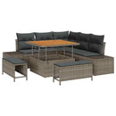 Havesofa Sæt med pude 8 pcs Grå polyrattan