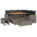 Havesofa Sæt 8 pcs Grå polyrattan