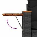 Havesofa Sæt 8 pcs Sort Poly Rattan og pulverlakeret stål