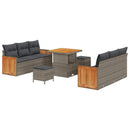 Havesofa Sæt 9 pcs Grå Poly Rattan og pulverlakeret stål