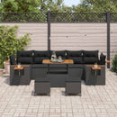 Havesofa Sæt 10 pcs Sort Poly Rattan og pulverlakeret stål