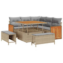 Havesofa Sæt med pude 8 pcs Beige og lys grå