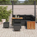 Havesofa Sæt 8 pcs Sort Poly Rattan og pulverlakeret stål