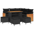 Havesofa Sæt 9 pcs Sort Poly Rattan og pulverlakeret stål