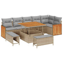 Havesofa Sæt med pude 9 pcs Beige og lys grå