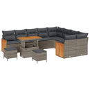 Havesofa Sæt 12 pcs Grå Poly Rattan og pulverlakeret stål