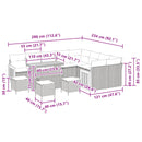 Havesofa Sæt 13 pcs Sort Poly Rattan og pulverlakeret stål