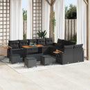 Havesofa Sæt 14 pcs Sort Poly Rattan og pulverlakeret stål