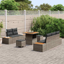 Havesofa Sæt 8 pcs Grå Poly Rattan og Pulverlakeret Stål