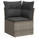 Havesofa Sæt 11 pcs Grå Poly Rattan og Pulverlakeret Stål