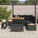 Havesofa Sæt 8 pcs Sort Poly Rattan og Pulverlakeret Stål
