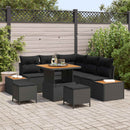Havesofa Sæt 8 pcs Sort Poly Rattan og Pulverlakeret Stål