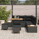 Havesofa Sæt 8 pcs Sort Poly Rattan og Pulverlakeret Stål
