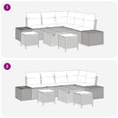 Havesofa Sæt 8 pcs Sort Poly Rattan og Pulverlakeret Stål