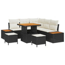 Havesofa Sæt med pude 8 pcs Sort og Cream