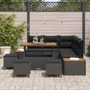 Havesofa Sæt 9 pcs Sort Poly Rattan og Pulverlakeret Stål