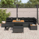 Havesofa Sæt 9 pcs Sort Poly Rattan og Pulverlakeret Stål