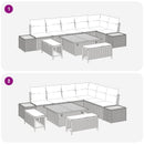 Havesofa Sæt med pude 9 pcs Sort og Cream