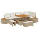 Havesofa Sæt med pude 9 pcs Beige og creme