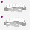 Havesofa Sæt 9 pcs Sort Poly Rattan og Pulverlakeret Stål