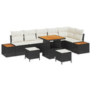 Havesofa Sæt med pude 9 pcs Sort og Cream