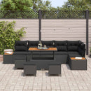 Havesofa Sæt 10 pcs Sort Poly Rattan og Pulverlakeret Stål