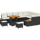 Havesofa Sæt med pude 12 pcs Sort og Cream