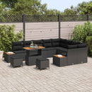 Havesofa Sæt 12 pcs Sort Poly Rattan og Pulverlakeret Stål