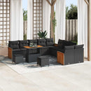 Havesofa Sæt 13 pcs Sort Poly Rattan og Pulverlakeret Stål