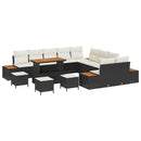 Havesofa Sæt med pude 14 pcs Sort og Cream