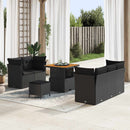 Havesofa Sæt 8 pcs Sort Poly rattan og pulverlakeret stål