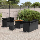 Havesofa Sæt 8 pcs Sort Poly rattan og pulverlakeret stål