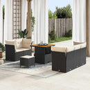 Havesofa Sæt med pude 8 pcs Sort og Cream polyrattan