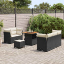 Havesofa Sæt med pude 8 pcs Sort og Cream polyrattan