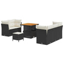Havesofa Sæt med pude 8 pcs Sort og Cream polyrattan