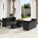 Havesofa Sæt med pude 9 pcs Sort polyrattan