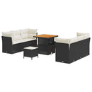 Havesofa Sæt med pude 9 pcs Sort og Cream polyrattan