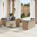 Havesofa Sæt med pude 9 pcs Beige og lys grå polyrattan