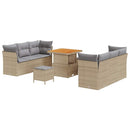Havesofa Sæt med pude 9 pcs Beige og lys grå polyrattan