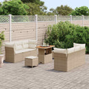 Havesofa Sæt med pude 9 pcs Beige og creme polyrattan
