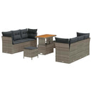 Havesofa Sæt med pude 9 pcs Grå polyrattan