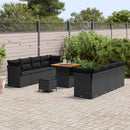 Havesofa Sæt med pude 11 pcs Sort polyrattan