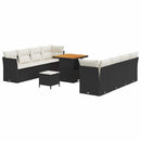 Havesofa Sæt med pude 11 pcs Sort og Cream polyrattan