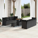 Havesofa Sæt med pude 11 pcs Sort polyrattan