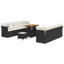 Havesofa Sæt med pude 11 pcs Sort og Cream polyrattan