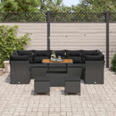 Havesofa Sæt 10 pcs Sort Polyrattan og pulverlakeret stål